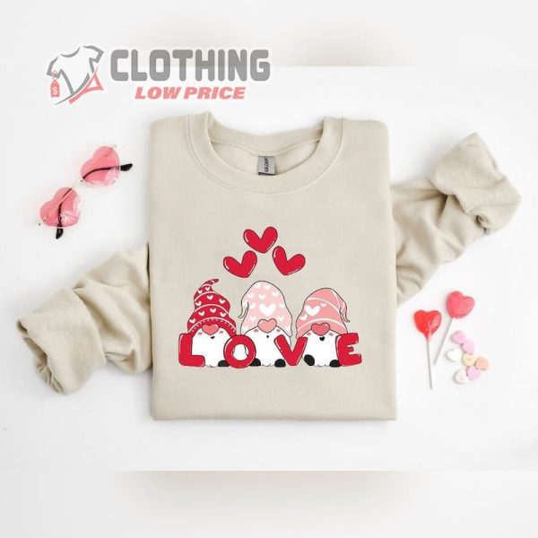 Gnome Love Valentine Shirt, Cute Valentine Sweatshirt, Gnome Love Valentine’S Day Gift