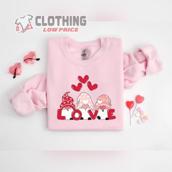 Gnome Love Valentine Shirt, Cute Valentine Sweatshirt, Gnome Love Valentine’S Day Gift