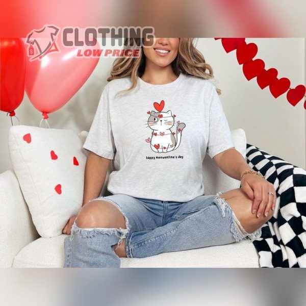 Happy Meowentines Day Tshirt, Kitten Mom Valentine’S Day T Shirt, Meowy Valentines Day Shirt