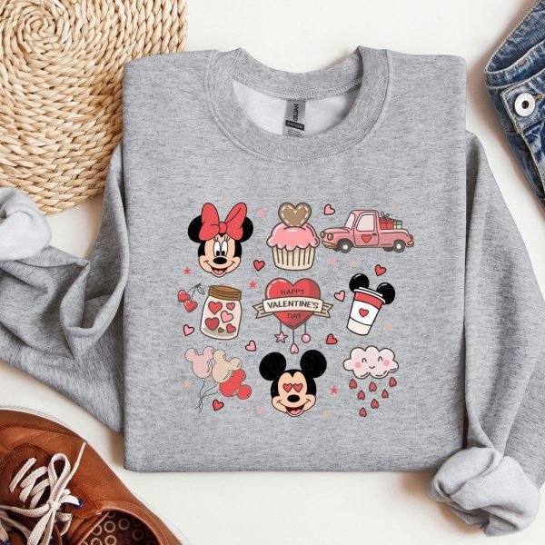 Happy Valentine’S Day Vintage Disney Sweatshirt, Disney Valentine Day Sweatshirt