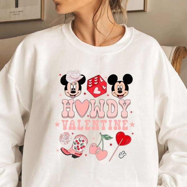 Howdy Valentine Mickey And Minnie Sweatshirt, Disney Valentines Day Sweatshirt