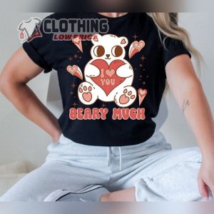 I Love You Beary Much Cute Groovy Bear Valentines Tshirt Valentine'S Day 1