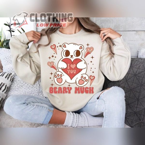 I Love You Beary Much, Cute Groovy Bear Valentines Tshirt, Valentine’S Day