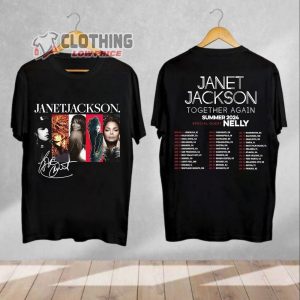 Janet Jackson Collection Singer Merch, Janet Jackson Together Again Summer 2024 With Nelly T-Shirt