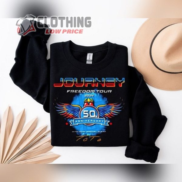 Journey Freedom Tour 2024 Shirt, Journey Band Tour Tee, Journey With Toto 2024 Concert Shirt, Journey Freedom Tour 2024 Tour Dates Merch