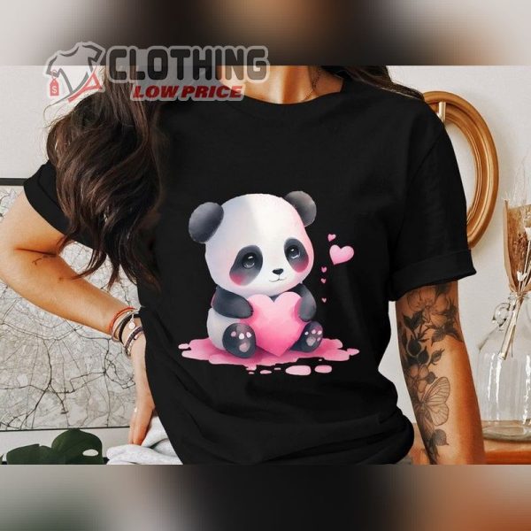Kawaii Animals Valentine Tshirt, Cute Valentine’S Day Shirt, Heart Womens Graphic Tee