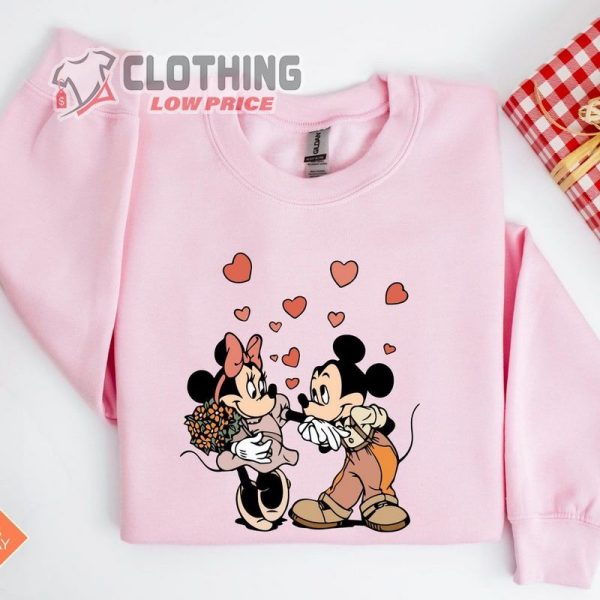 Kiss Love Mickey And Minnie Sweatshirt, Disney Valentines Day Sweatshirt