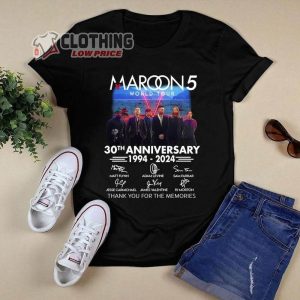 Maroon 5 Band 30Th Anniversary 1994-2024 Merch, Maroon 5 Thank You For The Memories Signatures T-Shirt