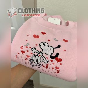 Pink Snoopy ValentineS Day Embroidered Sweatshirt Cozy Snoopy Jumper 1