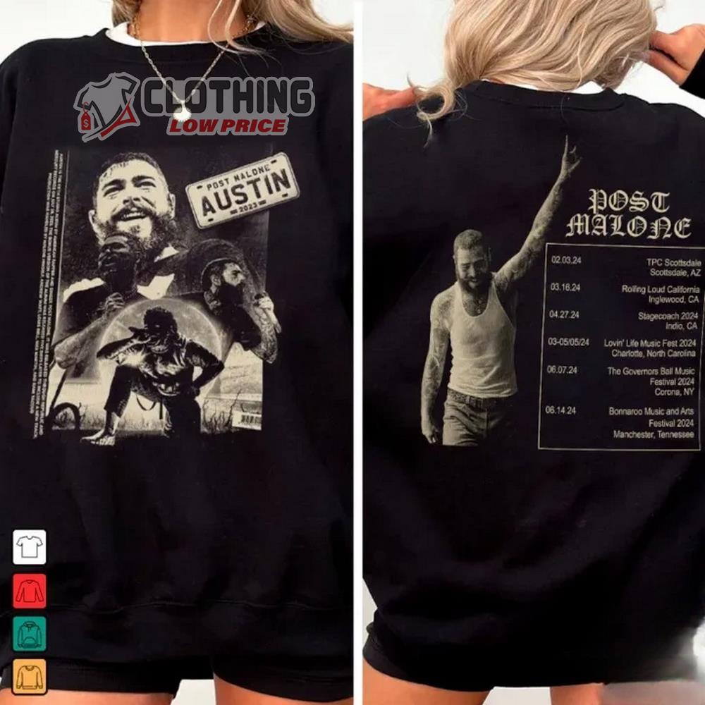 Post Malone Rapper Retro 90s Unisex Sweatshirt, Posty Shirt, Posty Tour 2024 T-Shirt