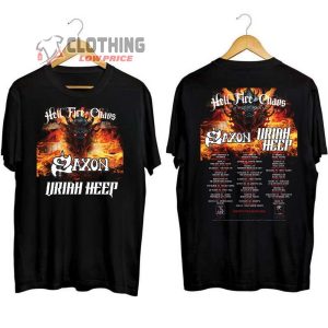 Saxon And Uriah Heep Tour 2024 US Merch Hell Fire And Chaos The Best Of British Rock And Metal T Shirt