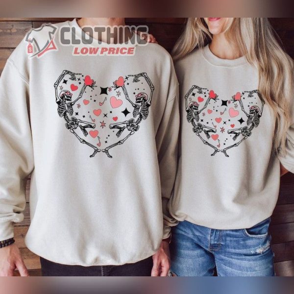 Skeleton Valentines Day Shirt, Dancing Skeletons Sweatshirt, Funny Valentines Day Hoodie