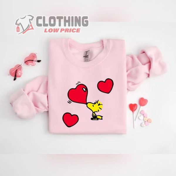 Small Yellow Bird Love Shirt, Heart Bird Shirt, Valentines Day Shirt For Women