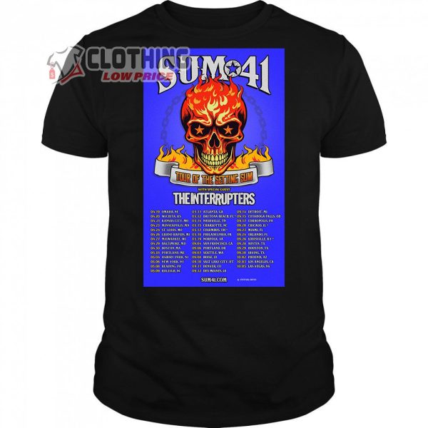 Sum 41 2024 Tour Merch, Sum 41 2024 Tour Setlist Shirt, Sum 41 Band Tour With The Interupter T-Shirt