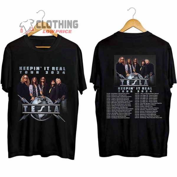 Tesla Band Keepin It Real Tour 2024 Merch, Tesla US Tour 2024 Shirt, Tesla 2024 Concert Tee, Keepin’ It Real US 2024 Concert T-Shirt