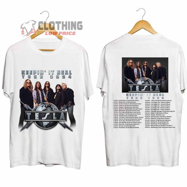 Tesla Band Keepin It Real Tour 2024 Merch, Tesla US Tour 2024 Shirt, Tesla 2024 Concert Tee, Keepin’ It Real US 2024 Concert T-Shirt