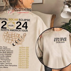 Total Solar Eclipse North America Tour 2024 Unisex Sweatshirt Astronomy Merch Astronomy Lover Tshirts Astronomy Tee Space Hoodie3