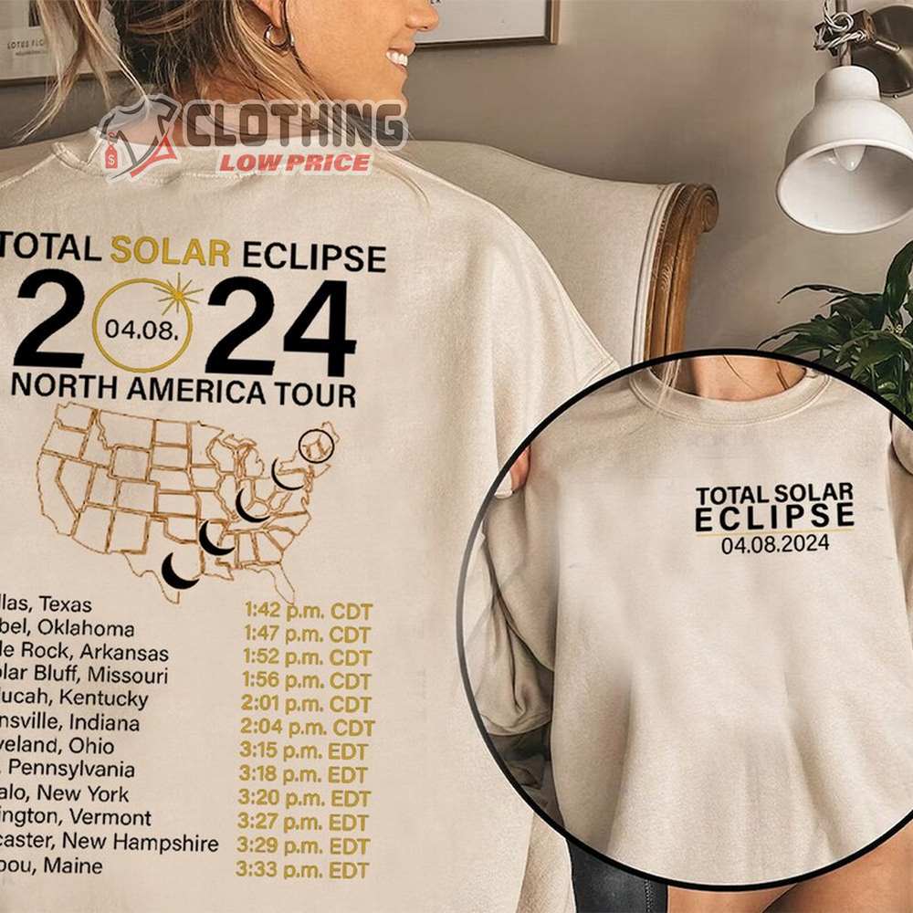 Total Solar Eclipse North America Tour 2024 Unisex Sweatshirt, Astronomy Merch, Astronomy Lover Tshirts, Astronomy Tee, Space Hoodie