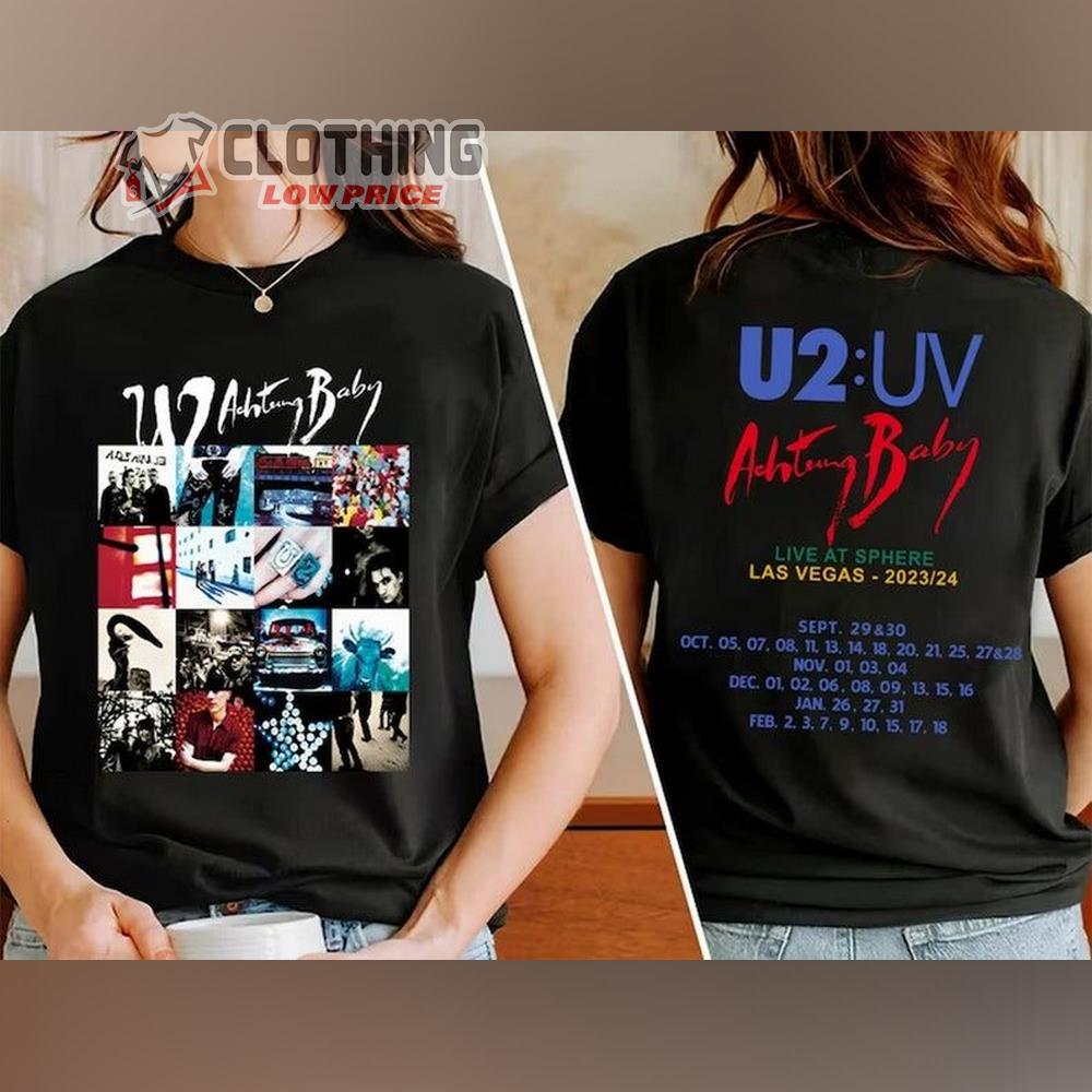 U2 Rock Band 2024 Tour Shirt, Achtung Baby Album Tour 2024 Merch, U2 Rock Band Tour Dates, U2 Graphic Shirt, Christmas Gift