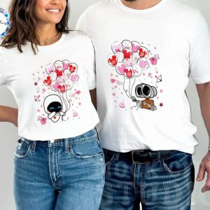 Valentines Day Her Wall E And His Eve T Shirt Disney Valentines Balloon Shirt 1