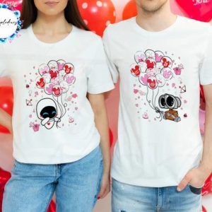 Valentines Day Her Wall E And His Eve T Shirt Disney Valentines Balloon Shirt