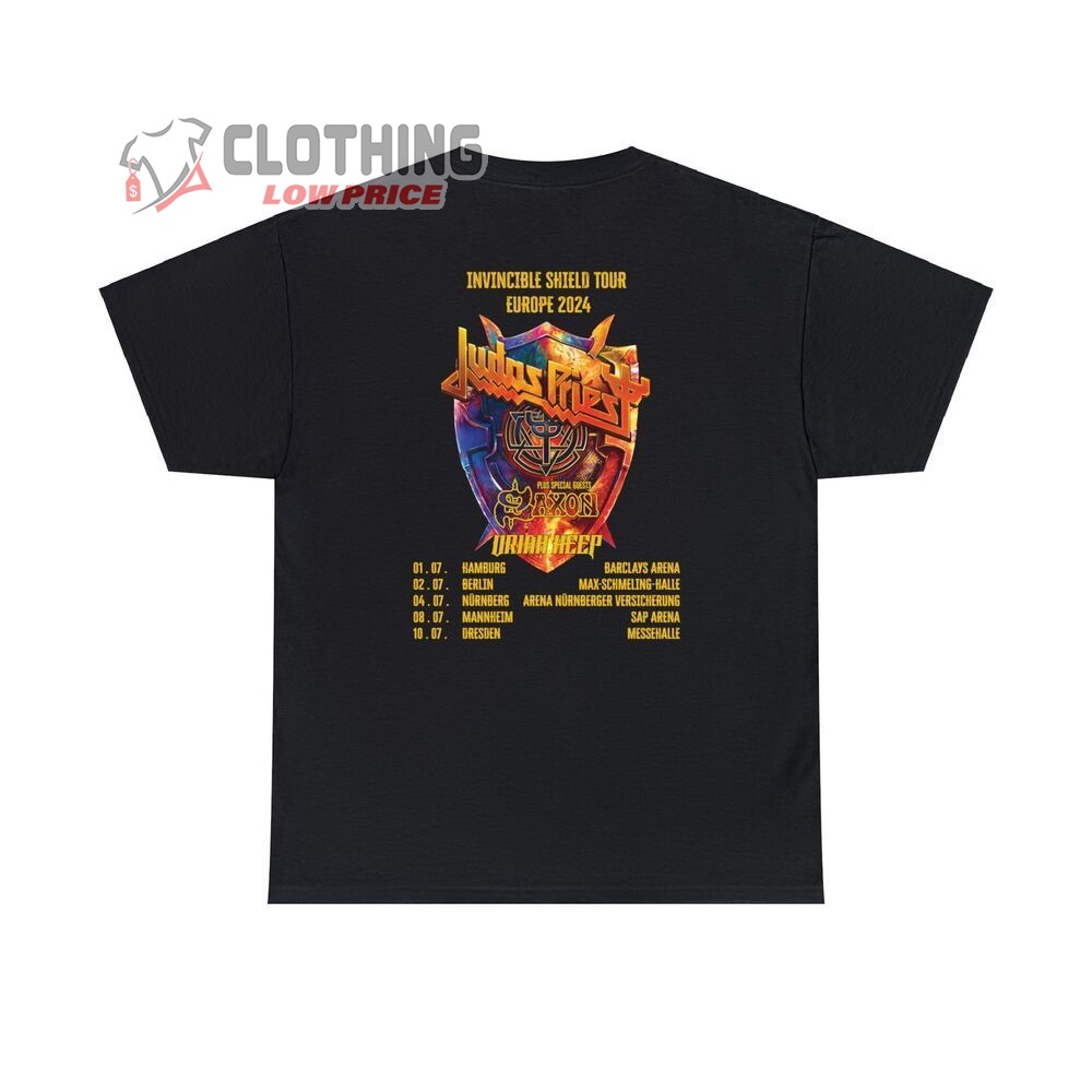 Vintage Judas Priest Tour 2024 Merch, Judas Priest Invincible Shield 2024 Europe Tour T-Shirt