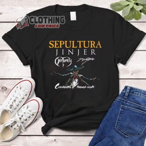 Vintage Sepultura Jinjer Merch Sepultura Jinjer Celebrating In Through Death European Farewell Tour 2024 T Shirt