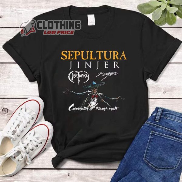 Vintage Sepultura Jinjer Merch, Sepultura Jinjer Celebrating In Through Death European Farewell Tour 2024 T-Shirt