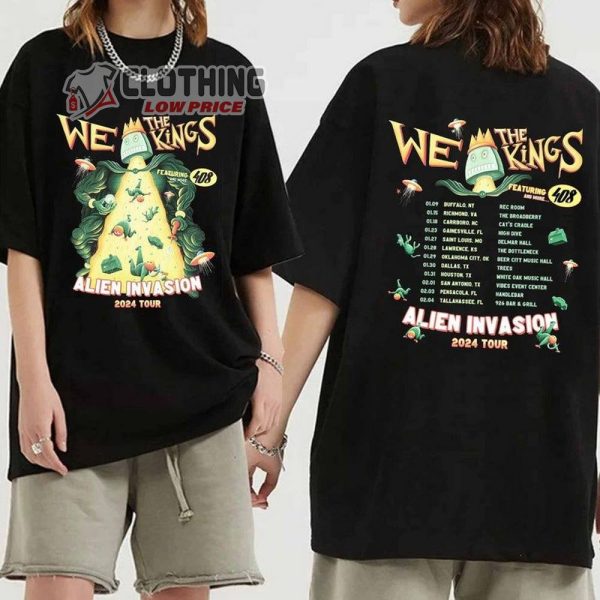 We The Kings Alien Tour 2024 Merch, Invasion Tour 2024 Shirt, We The Kings Setlist 2024 Sweatshirt, Alien Invasion 2024 Concert T-Shirt