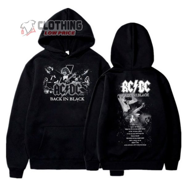 ACDC Back In Black Merch, ACDC Tour 2024 Shirt, ACDC Pwr Up Tour 2024 Hoodie