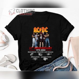 ACDC Band 51 Years Signatures 1973 2023 Merch ACDC Anniversary Fan Lovers T Shirt