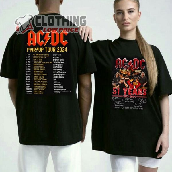 ACDC Concert 2024 2 Sides Printed Rock Tour 2024 T- Shirt,  ACDCUs Tour 2024 World Tour Sweatshirt, ACDC Album Covers Merch
