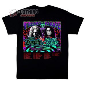 Alice Cooper And Rob Zombie Shirt Freaks On Parade 2024 Tour T-Shirt