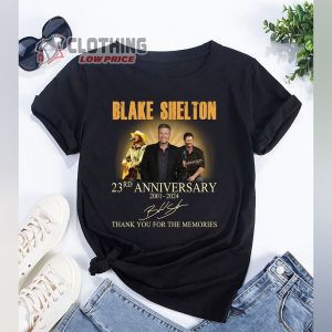 Blake Shelton 23rd Anniversary 2001-2024 Thank You For The Memories Signatures T-Shirt