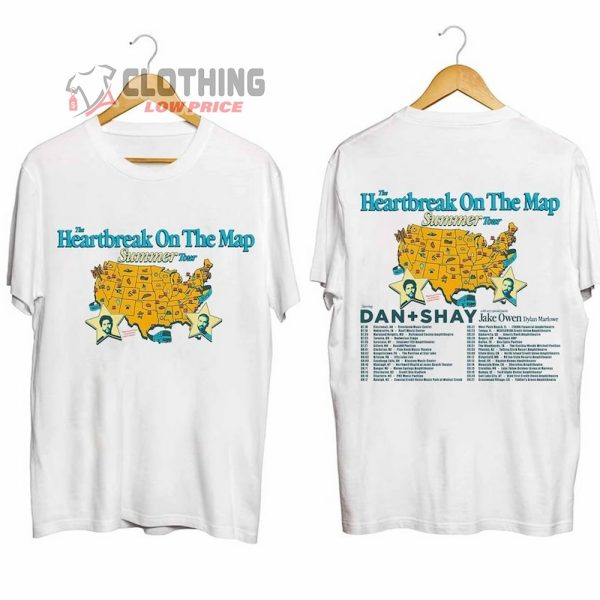 Dan And Shay Tour Heartbreak On The Map 2024 Merch, Dan And Shay Summer Tour 2024 Shirt, Dan And Shay Band Tour Dates 2024 T-Shirt