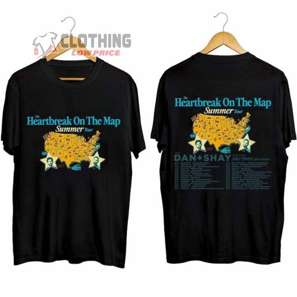 Dan And Shay Tour Heartbreak On The Map 2024 Merch, Dan And Shay Summer Tour 2024 Shirt, Dan And Shay Band Tour Dates 2024 T-Shirt