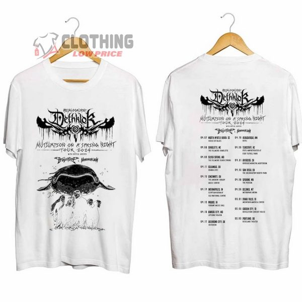 Dethklok Spring 2024 Tour With Dragonforce And Nekrogoblikon Merch, Dethklok 2024 Concert Shirt, Mutilation on a Spring Night T-Shirt