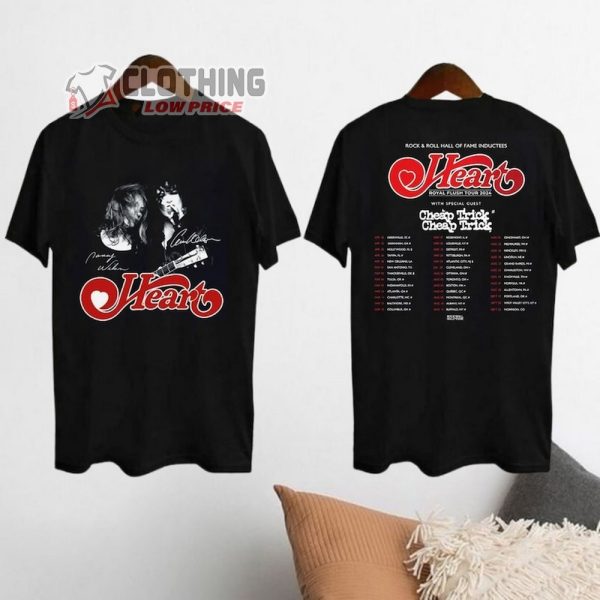 Heart Band 2024 Signatures Merch, 2024 Heart Band Royal Flush Tour T-Shirt