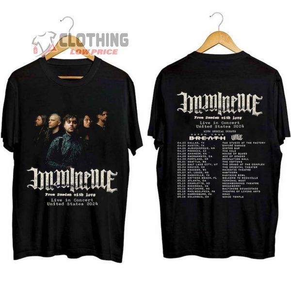 Imminence Live In Concert 2024 Merch, Imminence United States Tour 2024 Shirt, Imminence The Black Tour 2024 T-Shirt