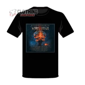In Flames And Arch Enemy Tour 2024 Tee Tour 2024 Rising From The North Skul In Flame T Shirt In Flames And Arch Enemy Tour 2024 Dates And Tickets T Shirt