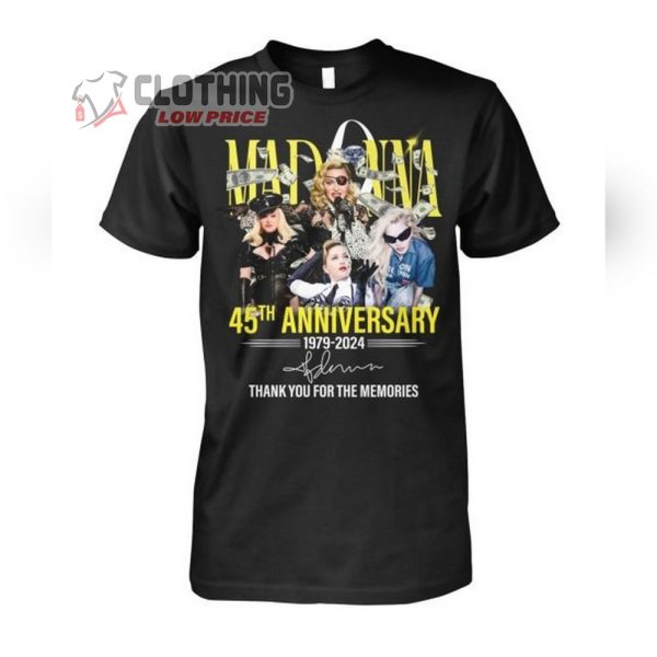 Madonna 45th Anniversary 1979-2024 Thank You For The Memories Signature T-Shirt