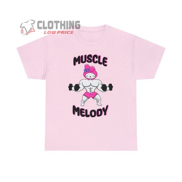 Muscle My Melody Workout Shirt, Squat Shirt For Gym, Cute Sanrio Friend Shirt, Trending Merch, Gift For Her