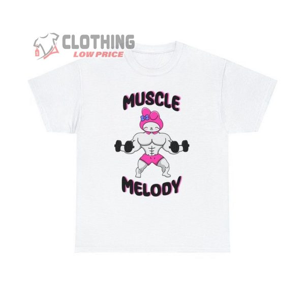 Muscle My Melody Workout Shirt, Squat Shirt For Gym, Cute Sanrio Friend Shirt, Trending Merch, Gift For Her