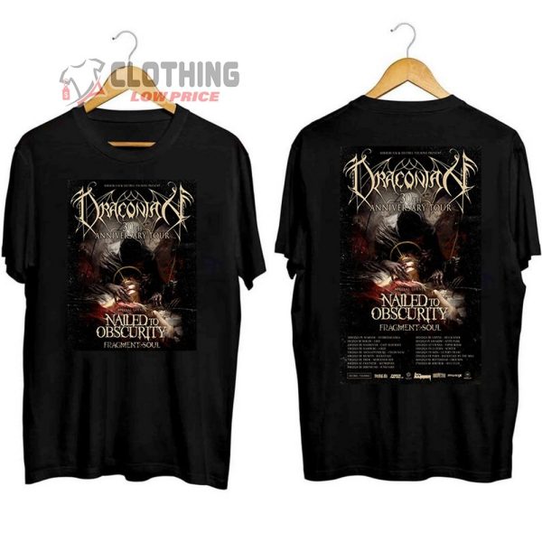 Nailed To Obscurity Tour 2024 Merch, Nailed To Obscurity 30th Anniversary Tour Shirt, Nailed To Obscurity  Special Guest Draconian T-shirt