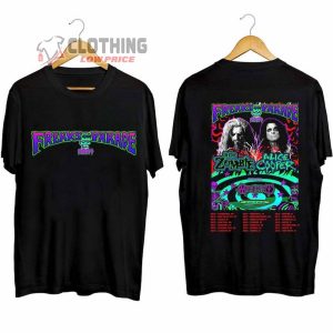 Rob Zombie And Alice Cooper Tour Dates 2024 Setlist Merch Freaks On Parade 2024 Tour Shirt Rob Zombie And Alice Cooper With Ministry And Filter T Shirt 1