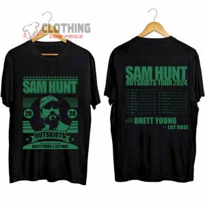 Sam Hunt 2024 Outskirts Tour Merch Brett Young And Lily Rose Shirt Sam Hunt Country Music 2024 Tour Shirt Outskirts 2024 Concert T Shirt 2