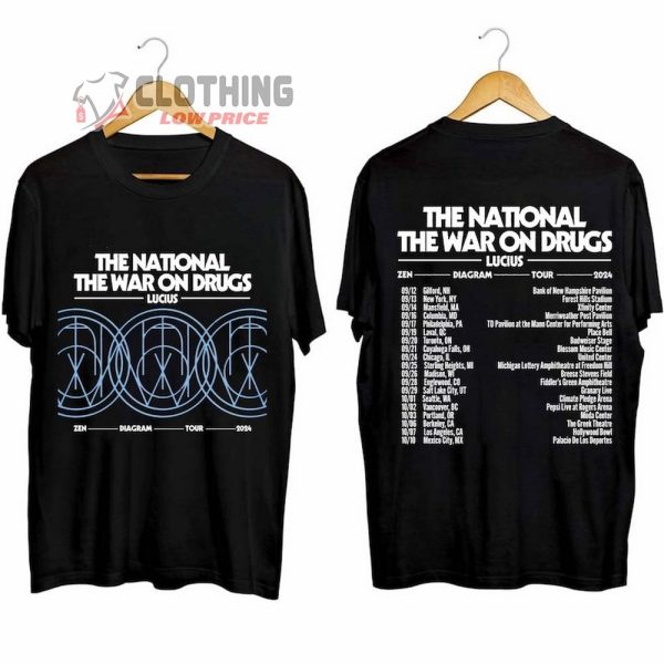 The National And The War On Drugs Merch, Zen Diagram Tour 2024 Shirt, The National And The War On Drugs 2024 Concert T-Shirt