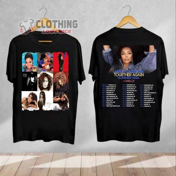 Vinatge Janet Jackson Together Again Summer Tour Dates 2024 With Special Guest Nelly T-Shirt