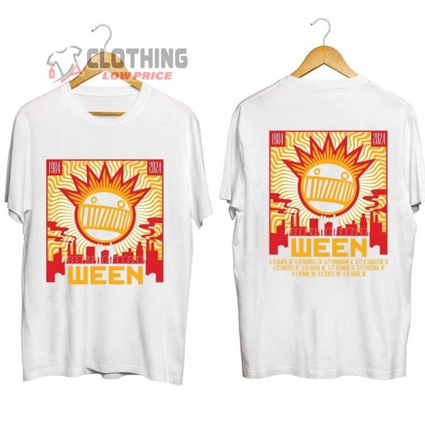Ween 40 Years Of Ween Tour Merch, Ween 2024 Tour Shirt, Ween Band Fan Tee, Ween Tour 2024 Setlist T-Shirt
