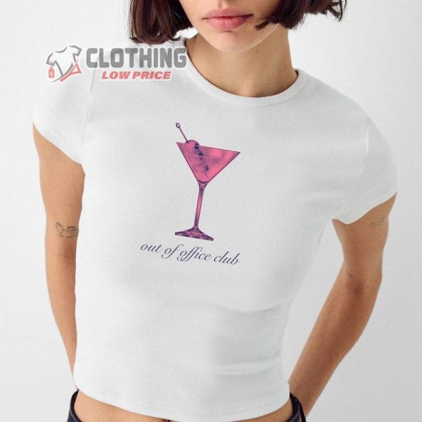 Out Of Office Club Cocktail Drinks Baby Tee, Coquette Baby Shirt, Y2K Graphic Baby Tee, Corporate Girl Top Gift
